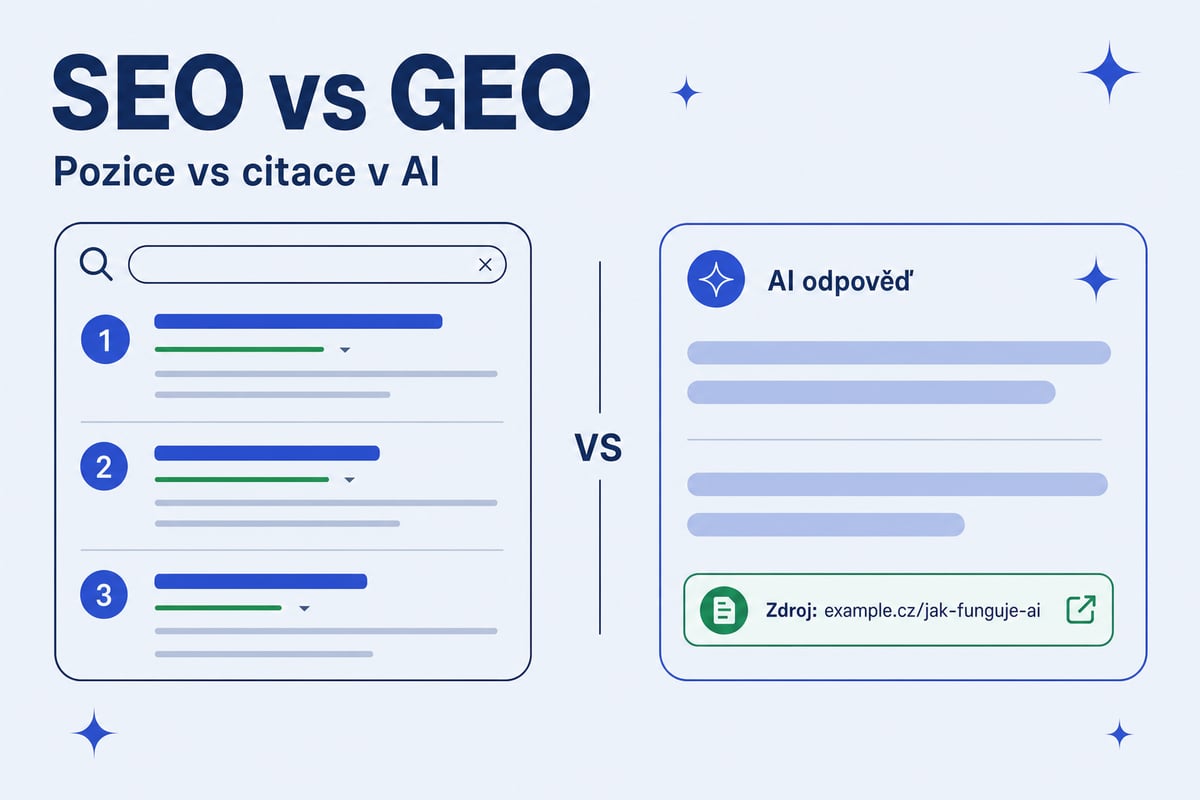 SEO vs GEO: kdy řešit pozice a kdy citace v AI odpovědích