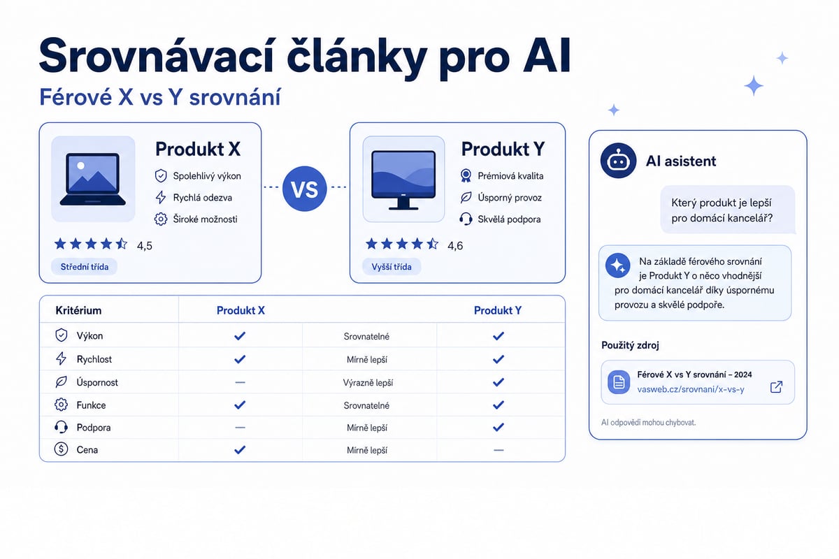 Srovnávací články pro AI: jak psát X vs Y v roce 2026