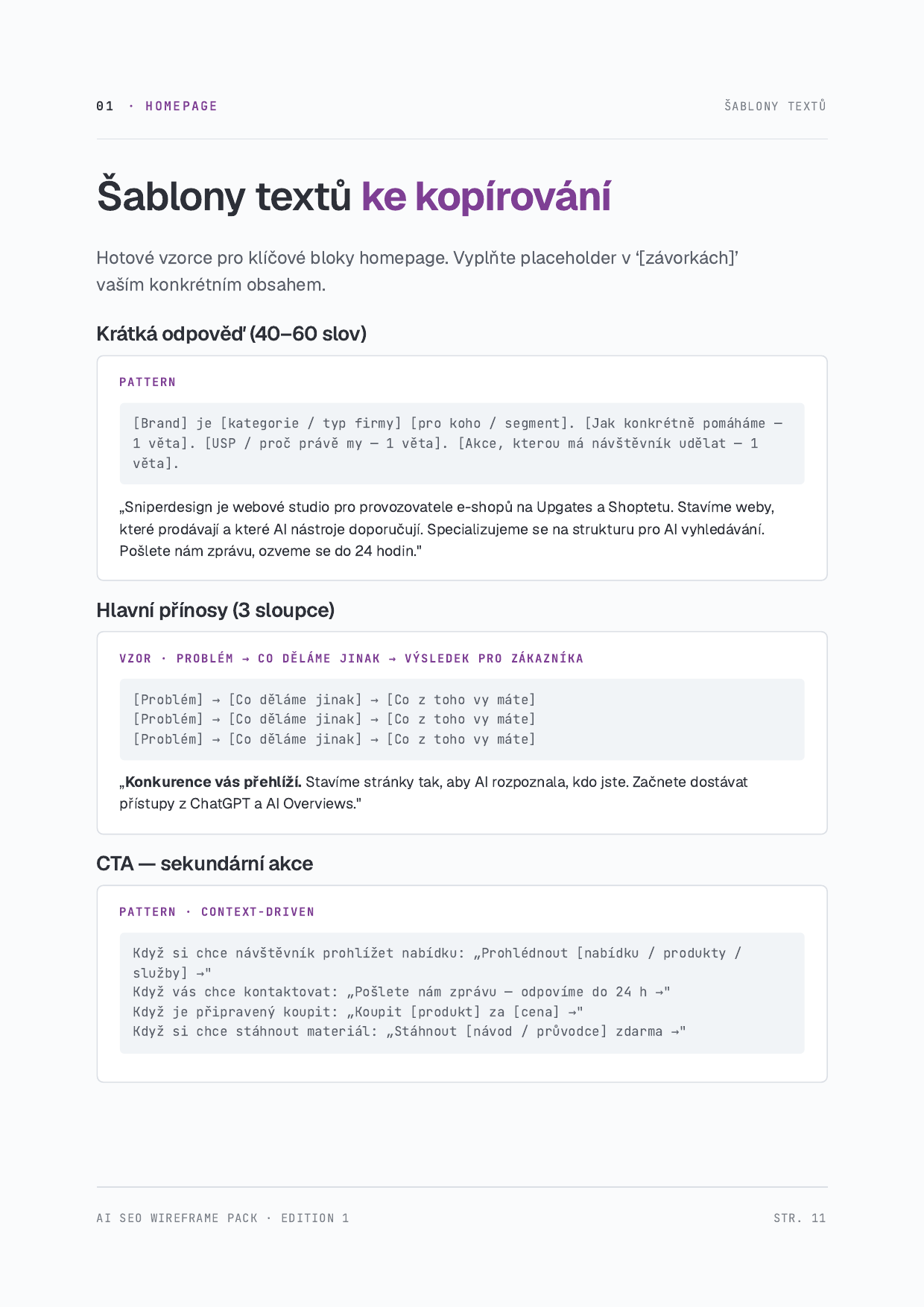 Ukázka strany 11 master PDF — šablony textů ke kopírování